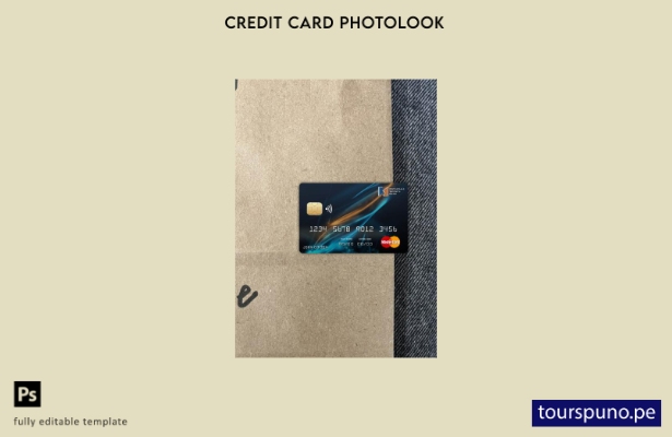 listo para imprimir Plantilla frontal de aspecto fotográfico de Mastercard de la